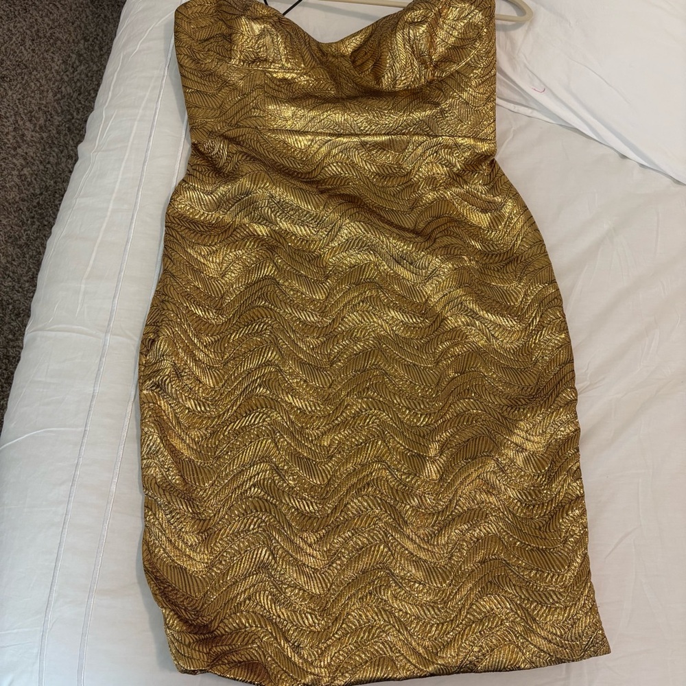 J.Crew:  Gold Strapless Glam